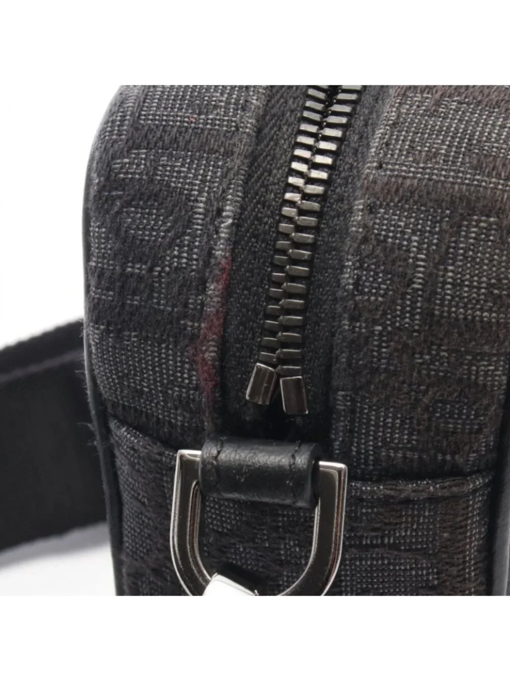 Dior Shoulder Bag Safari Oblique Black Gray Canvas Leather